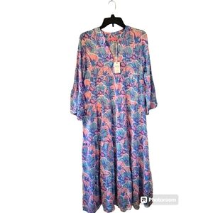 NWT Simply Southern Small Maxi Dress Tropical Leaf